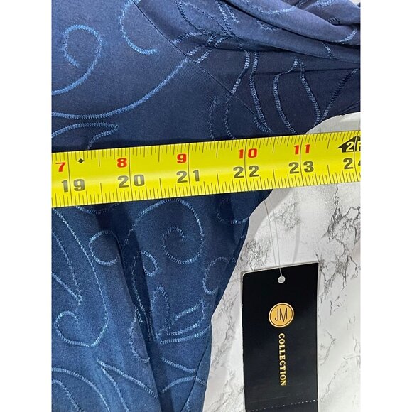 JM Collection Womens Sz XXL Jacquard Knit Floral Top Intrepid Blue CB Polyester - Picture 7 of 10